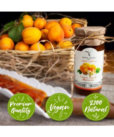 ATIYE LACIN Natural Homemade Apricot Marmalade (Kayisi Marmelati) | Made by 100% Natural Hand-picked Apricots | Preservative Colorant Thickener Additive Free | No Refined Sugar | 100% Vegan | 250g - Buy Online on GoSupps.com
