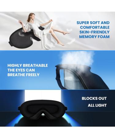 Cozslep 3D Sleep Mask for Men & Women - 100% Light-Blocking Memory Foam Eye Mask with Earphones | Perfect for Side Sleepers & Travel - Black 1 Pack - Buy Online on GoSupps.com
