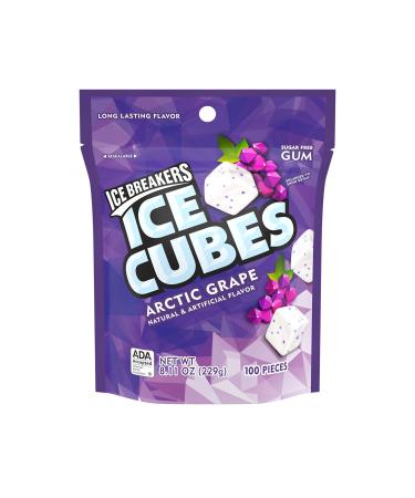 ICE BREAKERS ICE CUBES ARCTIC GRAPE Sugar Free Chewing Gum, Made with Xylitol, 8.11 oz Pouch (100 Pieces) 100 Count (Pack of 1) Arctic Grape