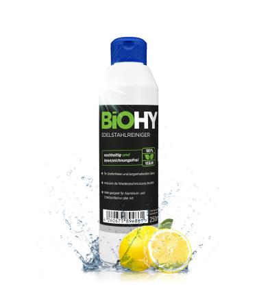 Biohy stainless steel cleaner (250 ml) |Stainless steel care for streak -free shineIdeal for kitchen pots or grill |Clean stainless steel in gastronomy & household |Nursing cleaning agent 250 ml (1 Pack)