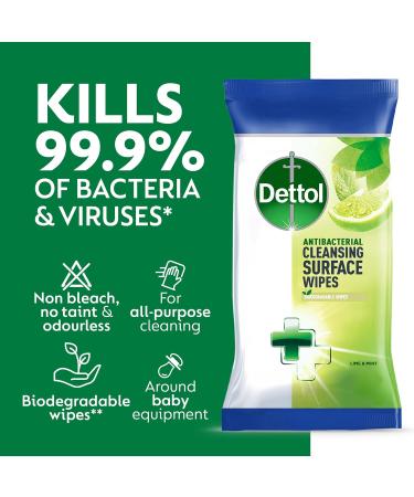 Dettol Antibacterial Lime & Mint Wipes - 126 Count Pack | Disinfecting Wipes - Buy Online on GoSupps.com