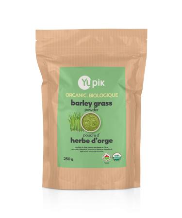 Yupik Organic Barley Grass Powder 250 g Non-GMO Gluten-Free Vegan Kosher Raw Superfood Sugar-Free High in Vitamin A Source of Fiber & Iron Blends Easily Ideal for Smoothies & Shakes