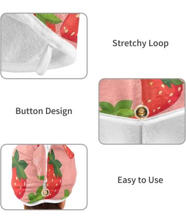 Strawberry Pattern Hair Towel 2 Pack - Super Absorbent Quick Dry Hair Turbans for Women & Girls - Buy Online on GoSupps.com