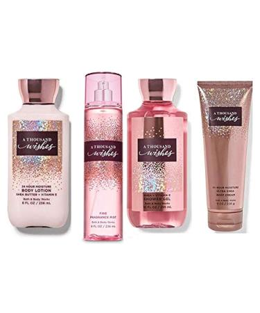 Bath and Body Works A Thousand Wishes Gift Set- Body Lotion Shower Gel BodyCream Fine Fragrance Mist - FULL SIZE