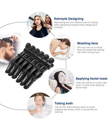 6 Non-Slip Black Crocodile Hair Clips - Perfect for Hairdressing Salons & Hairstyles | Unique Claw Sectioning Brooch - Buy Online on GoSupps.com