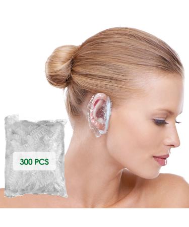 Abnaok 300 Pack Disposable Ear Covers for Shower Waterproof Plastic Ear Shower Caps Ear Protectors for Hair Dye Hair Dryer Bathing