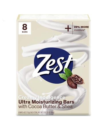 Zest Bar Soap - 8 Bars - Enriched With Cocoa Butter And Shea for Ultra Moisturizing Cleansing - Leaves Your Body Feeling Silky Smooth And Deeply Moisturized Cocoa Butter and Shea 4 Ounce (Pack of 8)