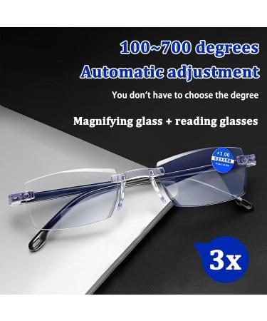 FDJZXW Intelligent Zoom Reading Glasses - 2 Pairs Multifocal Frameless Anti-Blue Light Glasses for Presbyopia - Ideal for Car Use - Buy Online on GoSupps.com