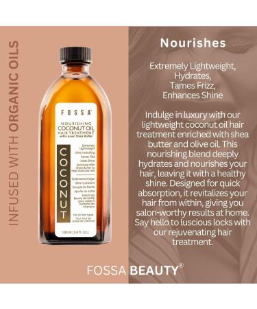 Fossa Coconut Oil Hair Treatment with Shea Butter | Lightweight Hair Oil for All Types | Prevents Split Ends & Reduces Breakage | 100ml - Buy Online on GoSupps.com
