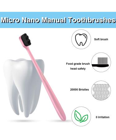 8-Piece Nano Soft Toothbrush Set for Adults and Kids - Extra Soft Bristles for Gentle Oral Care - Black, White, Pink, Green Handles - Buy Online on GoSupps.com