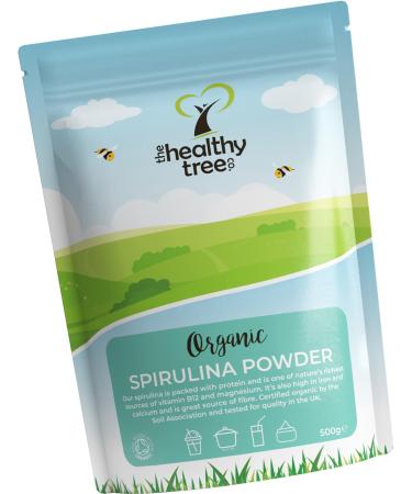 Organic Spirulina Powder by TheHealthyTree Company for Vegan Juices and Smoothies - High in Vitamin B12 Magnesium Protein Iron and Calcium - UK Certified Pure Spirulina Powder (500g) 500 g (Pack of 1)