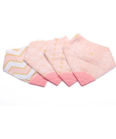V&D HOME Baby and Toddler Dribble Bib with Teether - Pink Hearts | BPA & Phthalate Free | 0-18 Months Teething Bandana Bib - Buy Online on GoSupps.com