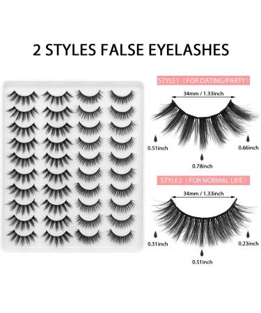 Dysilk 20 Pairs Cat Eye 6D Fake Eyelashes | Self-Adhesive Fluffy Mink Lashes - Reusable False Eyelash Sets | 2 Styles 2021 - Shop Internationally - Buy Online on GoSupps.com