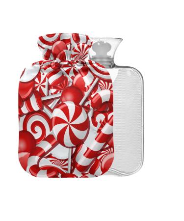Hot Water Bottle with Cover 2L Large for Pain Relief White/Red