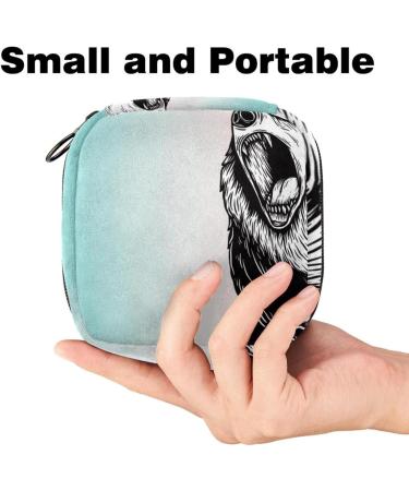 Menstrual Pad Bag with Zipper | Stylish Ladies Napkin Pouch & Tampons Collection Bag for Women and Girls - Animal Bear Design (Color 9) - Buy Online on GoSupps.com