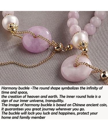 WIPPWER Feng Shui Wealth Bracelet Jade Bead Bracelet Lavender Crystal Bracelet Harmony Buckle/Donut Pendant Charm 14K Gold Adjustable Bracelet Lucky Charms for Women Reiki Crystal Quartz Cinnabar - Buy Online on GoSupps.com