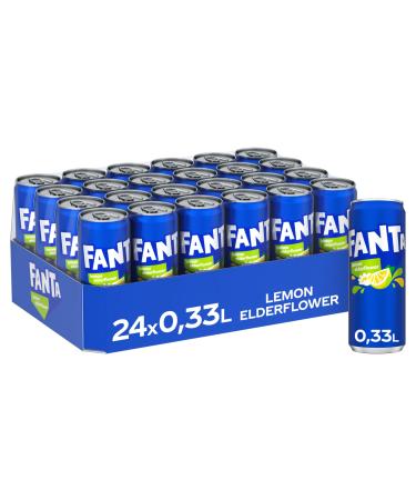 Fanta Lemon & Elderflower - mixture of lemon and summer elderflower - with intensive fruit taste - sparkling soft drink in one way (24 x 330 ml) single - Buy Online on GoSupps.com