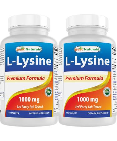 Best Naturals L-Lysine 1000mg 180 Tablets (180 Count (Pack of 2))