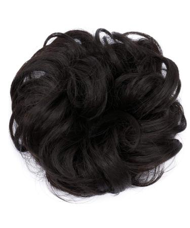 SEGO Hair Extensions Hair Tie Updo Bun Wavy like Real Hair Medium Brown-1 Wavy-30g