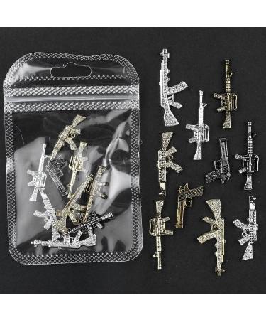 3D Metal Gun Nail Charms - Luxury Alloy Weapon Nail Charms for Nails - 10pcs/set - Buy Online on GoSupps.com