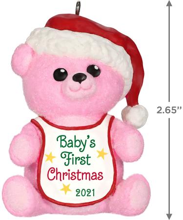 2021 Hallmark Keepsake Baby Girl's First Christmas Pink Bear Ornament - Buy Online on GoSupps.com