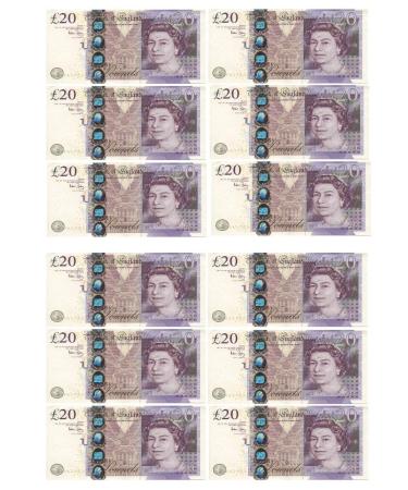 12 x 20 Notes Edible Money Pounds Edible Rice Paper Cupcake Toppers Cake Decorations Birthday Note