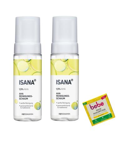 ISANA MED 2 ISANA AHA Cleansing Foams | Refines pores and mattifies | 1.5% AHA | 2 x 165 ml (330 ml) | 1 x Baby Firming Shower Gel