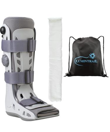 Aircast Walking Boot for Sprained Ankle Walker Brace Orthopedic Boot Universal Fit Medical Walking Boot with Air Cast Tube Stretch Boot Sock Airselect Standard Walking Boot Medium Bundle with a Lumintrail Drawstring Bag Medium Women/Medium Men