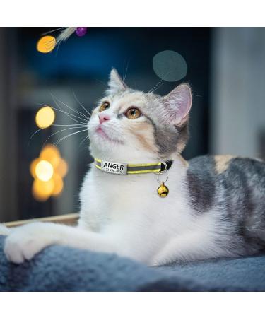 Tagme 2 Pack Cat Neck Band with Safety Clasp & Bell - Personalized Name & Phone Number - Yellow Standard Size 18-31cm - Ideal for International Shipping - Buy Online on GoSupps.com
