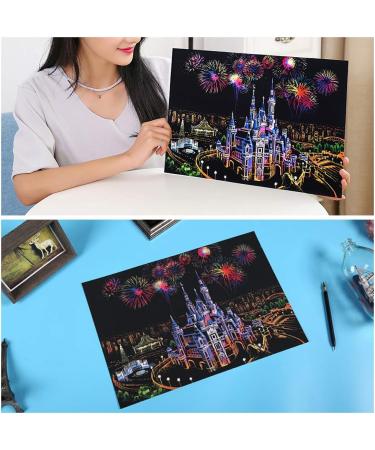 Rainbow Scratch Art Painting Sketch Pad | DIY Night View Scratchboard Kit for Kids & Adults | Engraving & Craft Set | Creative Gift | 16'' x 11.2'' with 3 Tools | Dream Castle Design - Buy Online on GoSupps.com