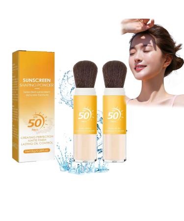 HUIWUHUI Mineral Sunscreen Setting Powder Makeup Oil Control Long Lasting Sunscreen Setting Powder - Translucent Mineral Brush Powder for Makeup Setting (2Pcs)