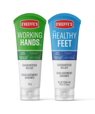 O'Keeffe's Working Hands Hand Cream, 7 Ounce Tube & Healthy Feet Foot Cream, 7 Ounce Tube Tube Large