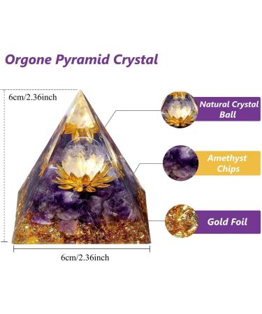 Xiannvxi Amethyst Orgonite Pyramid - Purple Crystal Lotus for Reiki Energy Spiritual Growth & Esoteric Gifts - Buy Online on GoSupps.com