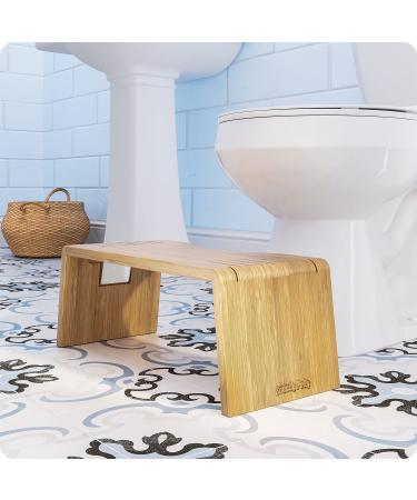 Squatty Potty Oslo Folding Bamboo Toilet Stool - 7 Collapsible Bathroom Stool for Kids and Adults, Brown - Buy Online on GoSupps.com