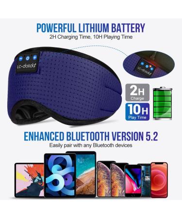 Dolida Sleep Mask with Headphones | Breathable Eye Cover for Side Sleepers | Built-in Comfortable HD Speakers | Travel Blindfold Mask in Blue - Buy Online on GoSupps.com