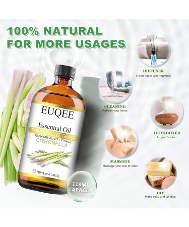 EUQEE Citronella Essential Oil 118ml - Pure Aromatherapy Oil for Diffusers and Humidifiers - Buy Online on GoSupps.com