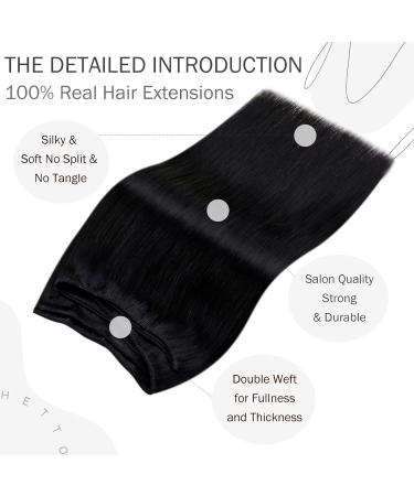 Hetto Treat Real Hair Extensions - Remy Weft 70g Black #1 - 35cm Tress Extensions - Buy Online on GoSupps.com