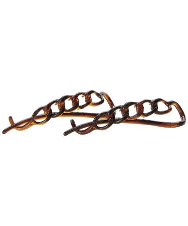 Celluloid Acetate Tortoise Shell Caravan Slide Barrettes - Non Metal Chain, Set of 2 - Buy Online on GoSupps.com