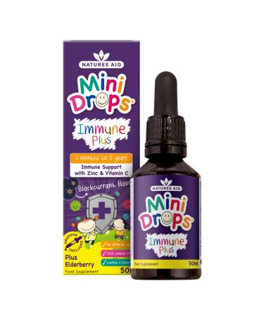 Natures Aid Immune Plus Mini Drops for Infants and Children No Added Sugar 50 ml (Pack of 1)