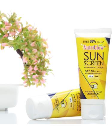 Nutriglow Sunscreen Fairness Lotion SPF 30 Pa+++for Glowing Healthy Nourished SkinLong Lasting FragranceParaben and Sulphate Free65 Ml - Buy Online on GoSupps.com