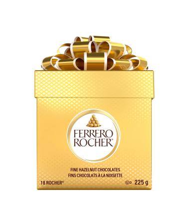 FERRERO ROCHER Fine Hazelnut Milk Chocolate Gift Box 18 Count Individually Wrapped Chocolate Candy 225 grams 18 pieces