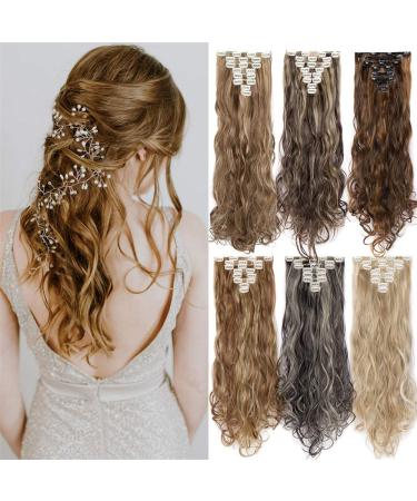 24 Inch 18 Clip Synthetic Hair Extensions - High Temperature Fiber Wig Set (8pcs) - Style 16P613 - Buy Online on GoSupps.com