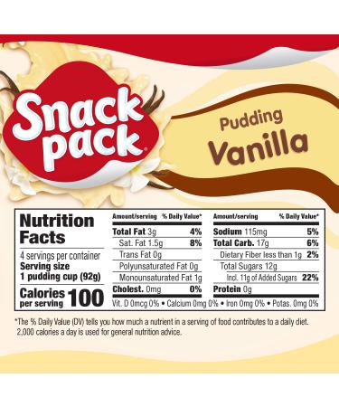 Snack Pack Vanilla Pudding Cups - 4 Pack (3.25 oz each) - Buy Online on GoSupps.com