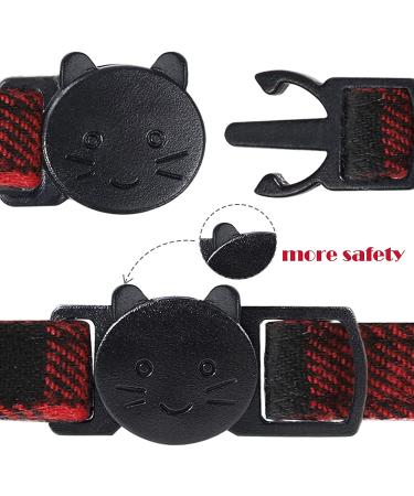 BANMODER Cat Collar Breakaway with Cute Bow Tie and Bell - Personalized Plaid & Flower Patterns - Adjustable Kitten Safety Collars - 1 or 2 Pack Gift (Red) - Buy Online on GoSupps.com