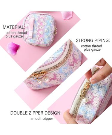 Portable Sanitary Napkin Storage Bag - Travel Menstrual Period Pouch for Women - Lace Pearl Decoration - 2Pc Set - Buy Online on GoSupps.com