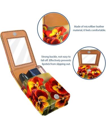 Travel Lipstick Organizer Case | Portable Makeup Bag with Mirror - Butterfly Flowers Design - Buy Online on GoSupps.com