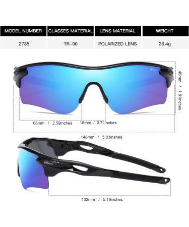 Bevi Polarized Sports Sunglasses - Durable TR90 Frame - Blue Rainbow | Ideal for Men, Women - Perfect for Baseball, Running, Cycling, Golf - Buy Online on GoSupps.com