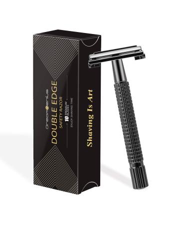 DreamGenius Double Edge Safety Razor, Long Handle Butterfly Open Razors for Men or Women,Single Blade Shaving Razor with 10 Stainless Steel ,Double Edge Safety Razor Blades