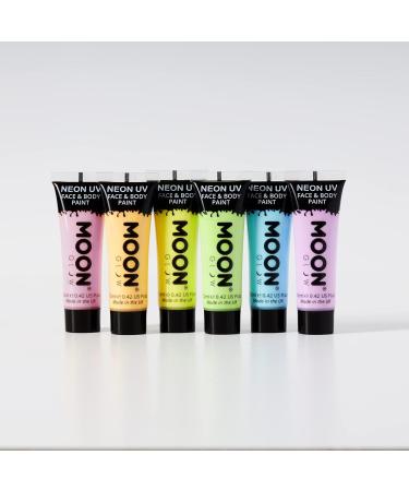 Moon Glow Pastel Neon UV Face and Body Paint Set - 6 Colors + UV Keychain (12ml) - Perfect for Festivals & Parties - Buy Online on GoSupps.com