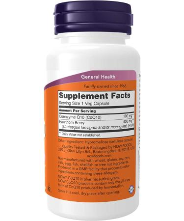 Now Foods CoQ10 with Hawthorn Berry 100mg - 90 Veg Capsules for Heart Health - Buy Online on GoSupps.com